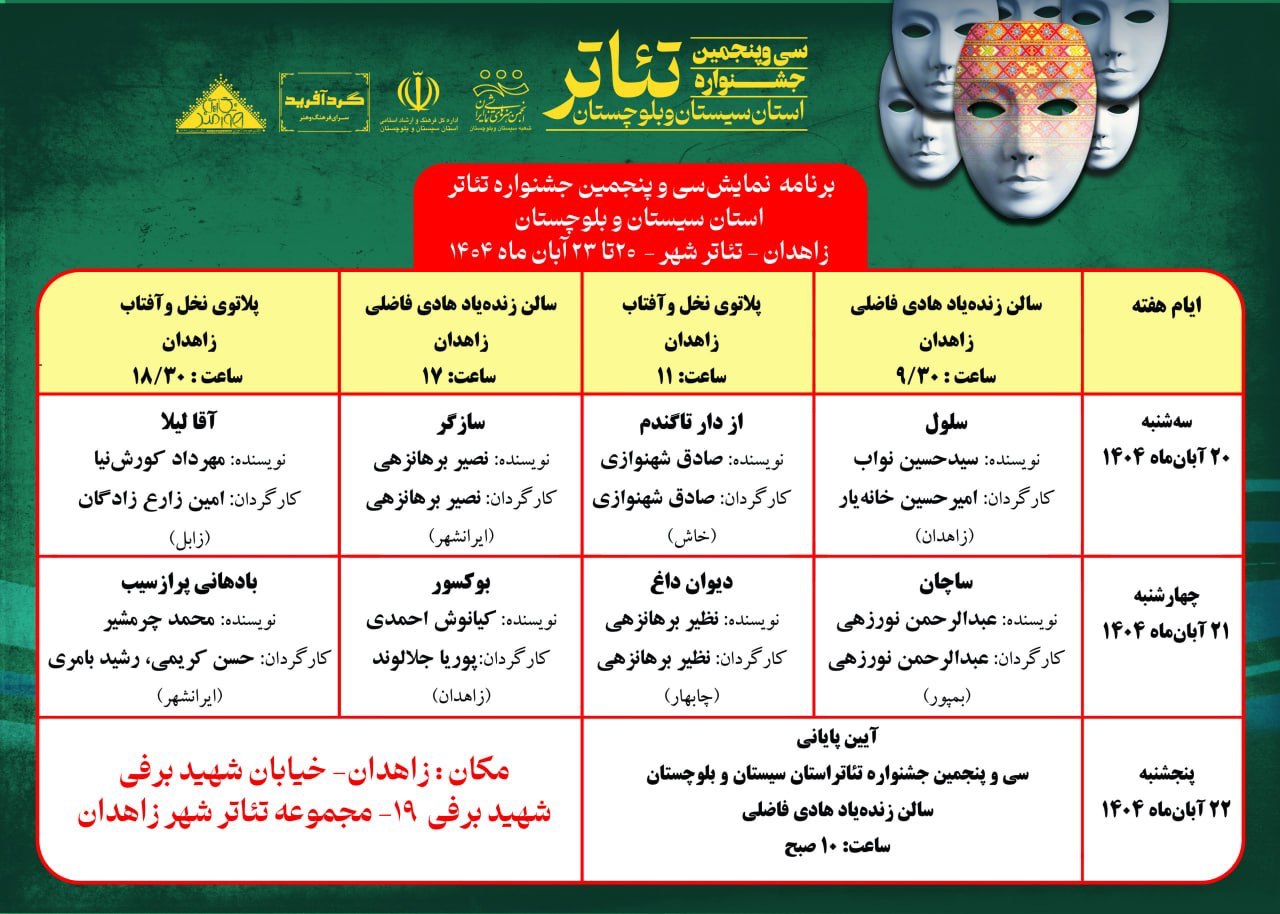 اجرای ۸ نمایش در سی و پنجمین جشنواره تئاتر سیستان و بلوچستان