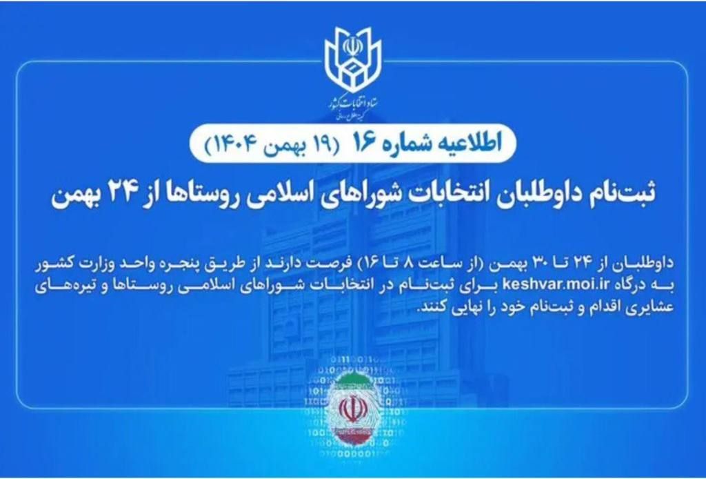 ثبت‌نام داوطلبان انتخابات شوراهای اسلامی روستاها از ۲۴ بهمن